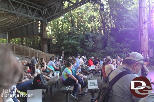 A cast member guided you to one of the seats.  Every other row was in use and groups were spaced out and offset 