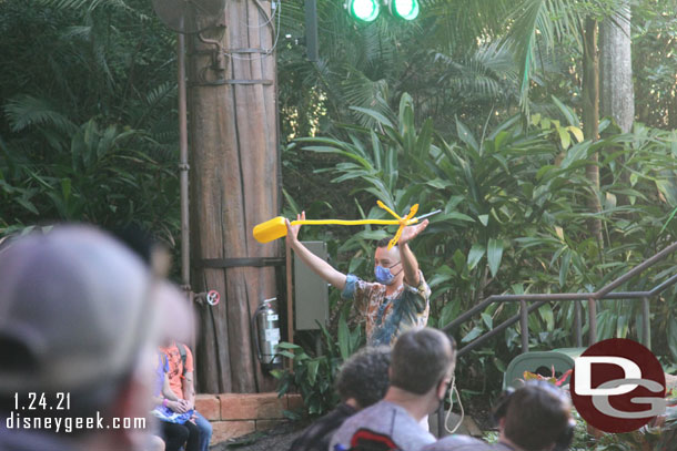 In older versions of the show a child would throw a grape into the air for a bird. Now they stomp on this launcher to do it so they do not touch the grape.