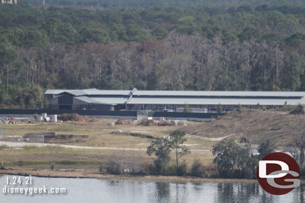 Panning left you can see the cleared land for the DVC project that was the former River Country site then beyond it the new ranch building.