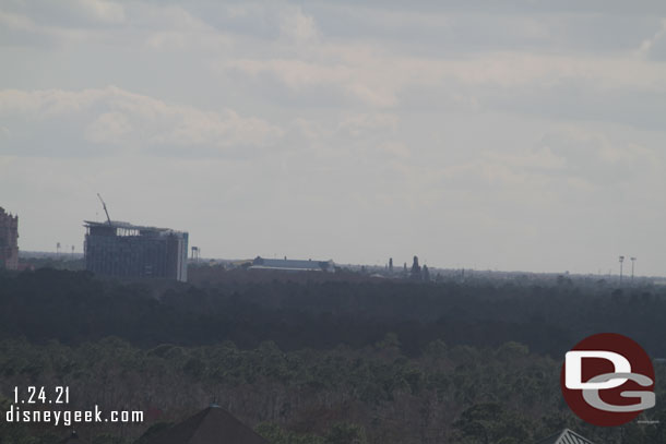 A little further right and the spires of Black Spire Outpost are visible as well as the Rock n Roller Coaster building.