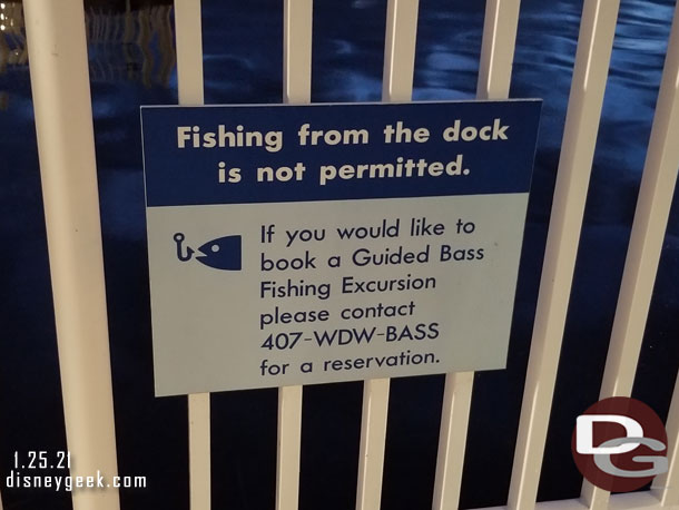 No fishing allowed at the Contemporary docks.