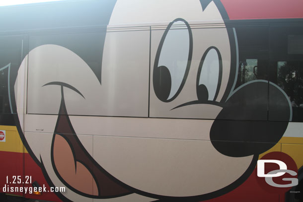 Our bus turned out to be a Mickey Mouse wrapped one.