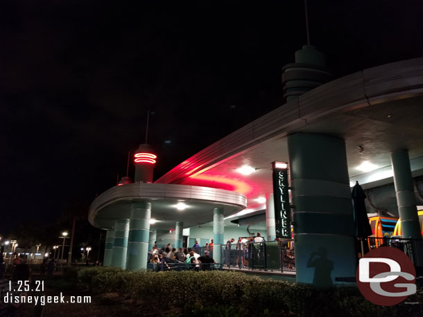 It was 7:08pm. Epcot closed at 8:00pm.  All other parks were closed already.  So I figured I would take the Skyliner and walk through.