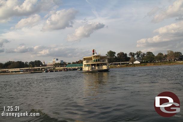 On our way.. crossing paths with a Magic Kingdom ferryboat.