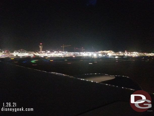 8:11pm PST - Touching down at Los Angeles International Airport.