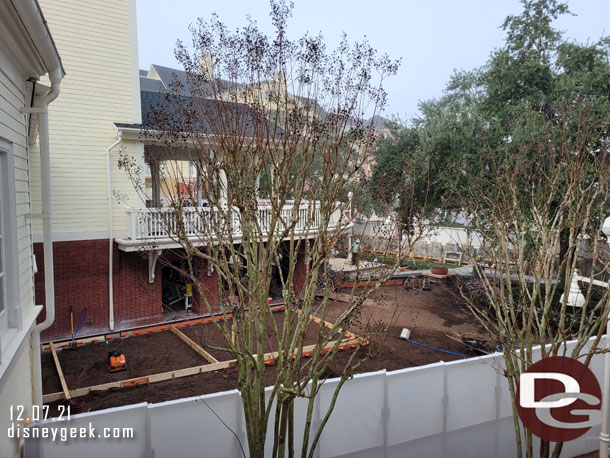 The ground level from the stairs around the lobby was being renovated. The concrete was being replaced.  