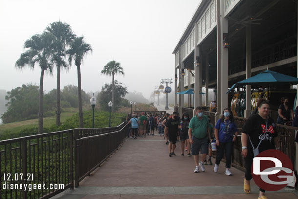 9:43am the line to return to EPCOT was rather long.