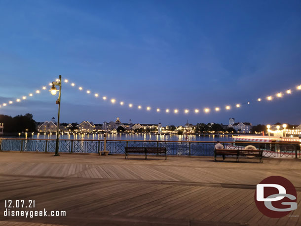 5:52pm walking along the Boardwalk to return to EPCOT.