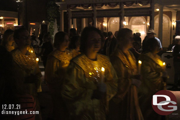 The 7:00pm Candelight Processional was underway.