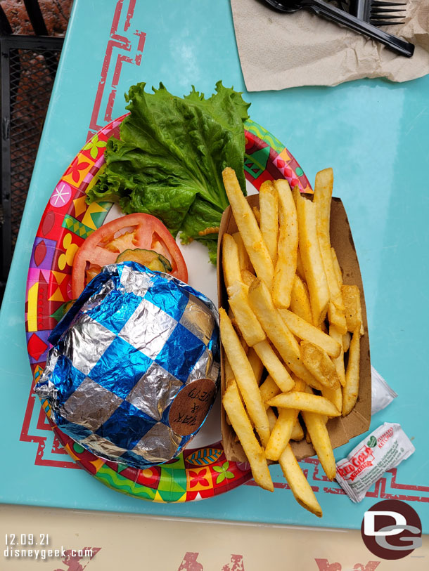 We grabbed lunch from Yak & Yeti Local Food Cafes.  I had a burger and fries.