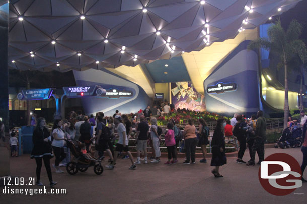 7:49pm - A wait for Spaceship Earth this evening.