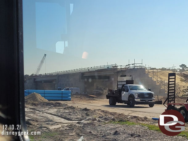 Passing by construction on Floridian Way to World Drive interchange. This will eventually be the entrance/exit roadway and a higher capacity roadway to guide traffic around the Magic Kingdom area.