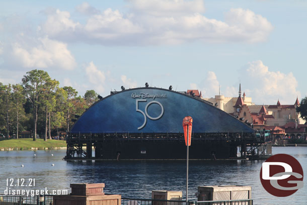 Looks like the idea of daytime fountains hasn't come to fruition and instead you get a 50th logo.