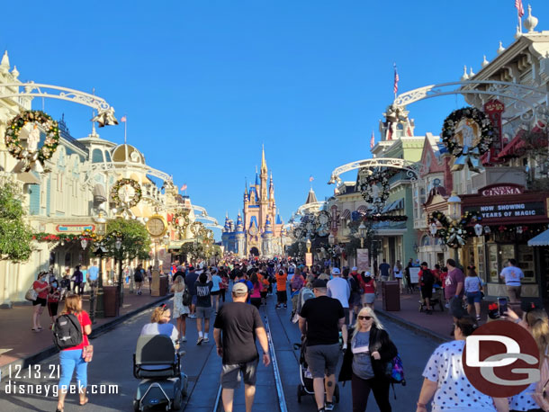 9:00am - Park opening announcement just played as we were walking up Main Street USA.