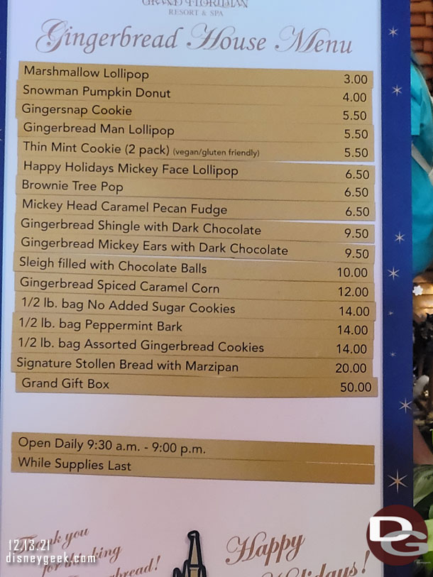 Gingerbread prices