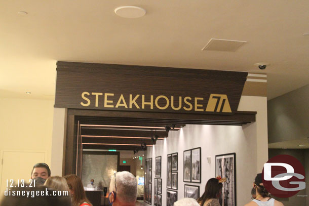 A number of guests waiting to enter Steakhouse 71.