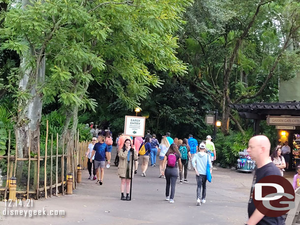 Early entry guests directed to the left side of the Oasis.