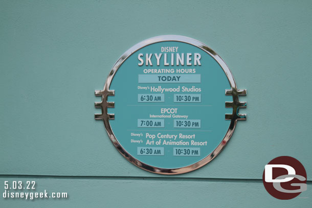 Operating hours of Disney Skyliner