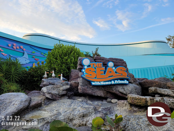 7:27pm - Next up the Seas with Nemo and Friends, the attraction was down so had to enter through the exit door.