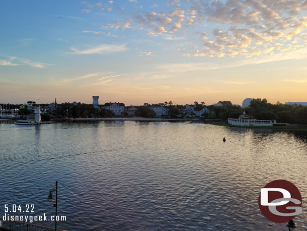 6:54am - Crescent Lake from my balcony as the sun was rising on our second day at WDW.