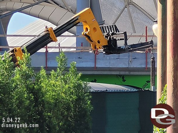 Here you can see the top of the train tunnel.  I could not see what was being moved by this lift.