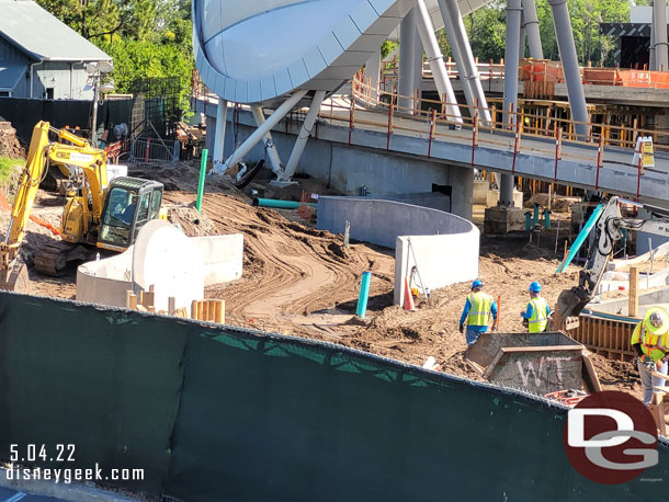 Retaining walls taking shape along the lower walkway