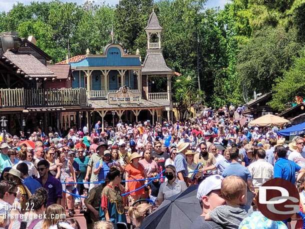 The crowed behind the parade.