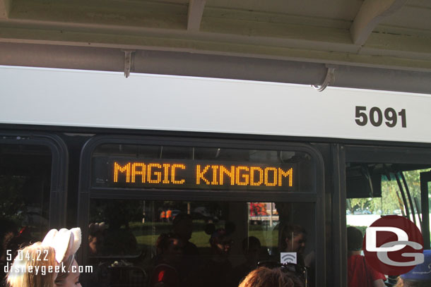 7:54am - Our Magic Kingdom bus arrives.