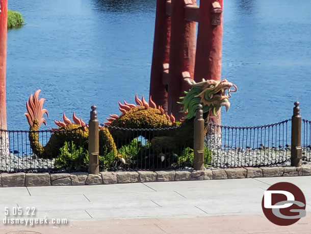 Dragon topiary out near the water