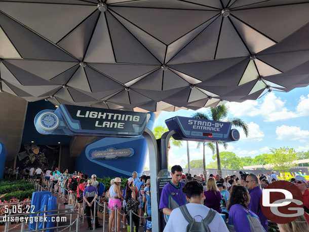 12:47pm - 20 minute wait posted for Spaceship Earth