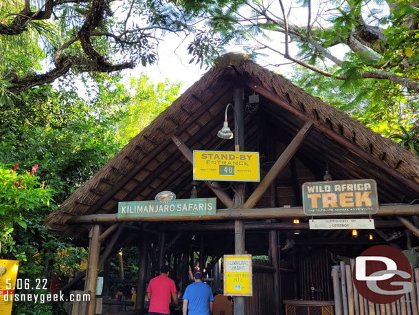 8:53am - 40 min posted wait for Kilimanjaro Safari