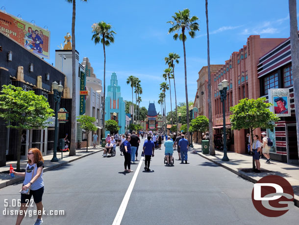 2:13pm - Hollywood Blvd at Disney's Hollywood Studios.  About a 20 minute walk from our room including security and park entry.