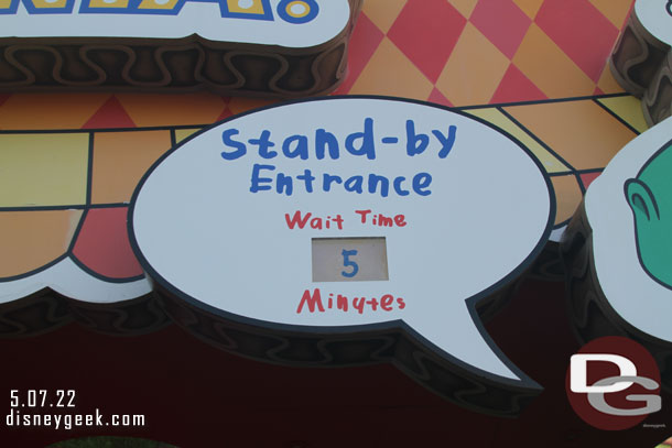 7:57am - Toy Story Mania for me (others went to Slinky Dog)