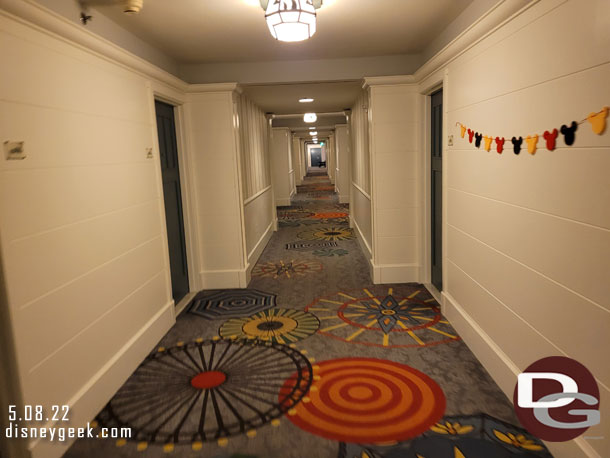 The walk back to the room seemed so long at times.  Here is a series of shots of the corridors.  This is the first view after leaving the elevator lobby.