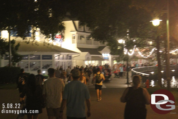 9:35pm - A fair number of guests walking through the Boardwalk this evening.