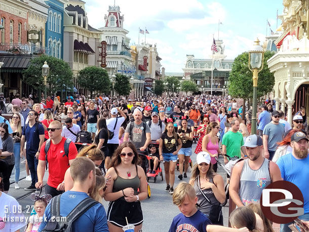 Looking back down Main Street USA