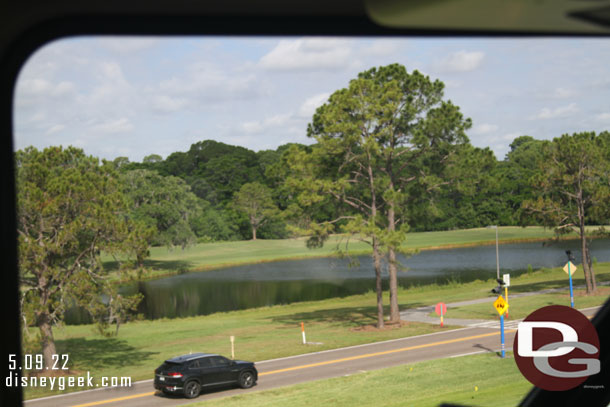 Looking out at the Golf Course, from this vantage point you cannot see the work yet from further down the line you get a glimpse through the trees of the clearing work for the new holes as they work to reconfigure the course and roadway.