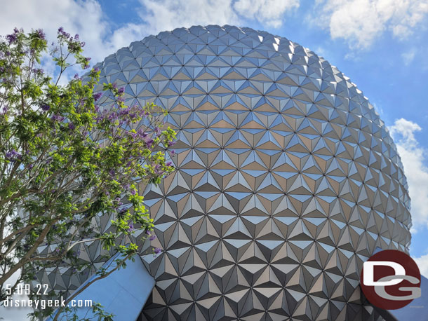 3:41pm - Passing near Spaceship Earth.  So it was about an hour since we decided to leave Fort Wilderness.