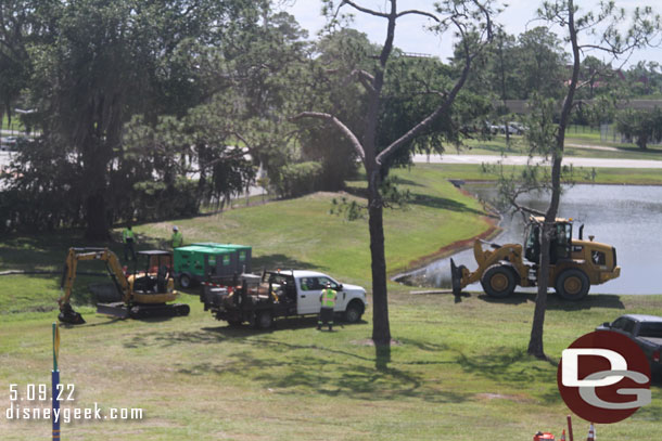 A crew working on something, could not tell what.