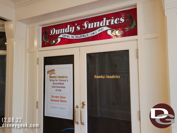 Dundy's Sundries is closed and being converted to a coffee shop.