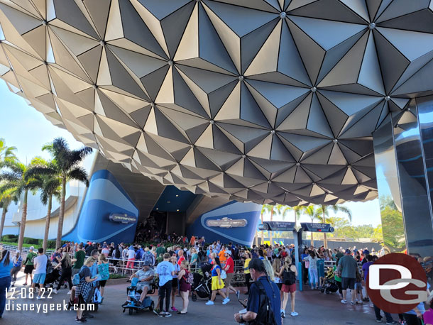 Just before 1pm and a healthy wait for Spaceship Earth