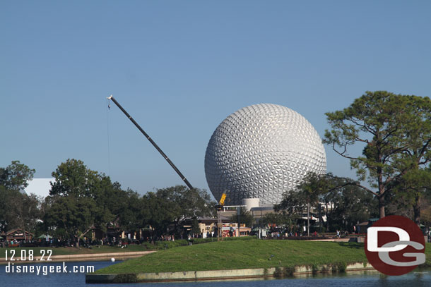 A crane was up in World Celebration, we never saw what they were lifting.