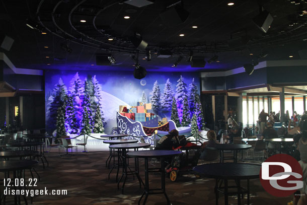 You can meet Santa in the Odyssey this year.  Here is the photo backdrop and sleigh.