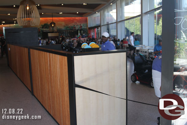 The dining area with the windows was roped off and cast members would let you in if you had a tray of food.