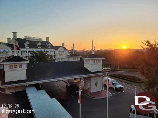 Sunrise from our room at Disney's Boardwalk Resort.