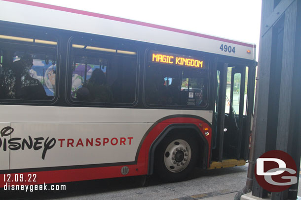 2:05pm - The Magic Kingdom bus rolled up.