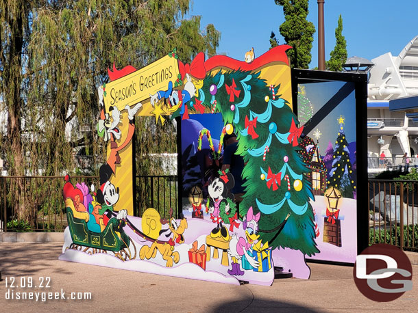 A photo backdrop for the Christmas party is out and available during the day too.