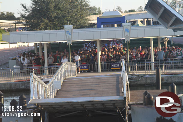 The crowd went up the hill as far as you could see.  These were guests arriving for the Christmas Party this evening.