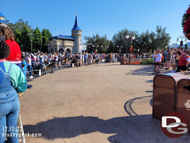 An area roped off for reserved parade viewing.  Making it more congested/challenging to watch the castle show.