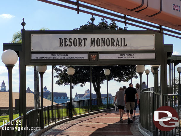 1:59pm - Arrived at the Magic Kingdom and now transferring to the Monorail.  We really miss the Bay Lake Resort Launches.